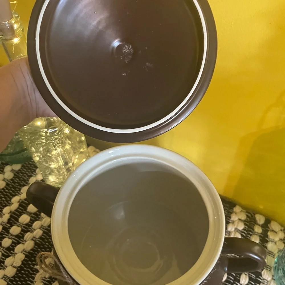 Parini Dark Brown Ceramic Handled Chili Pot w/ Lid 5 Quart